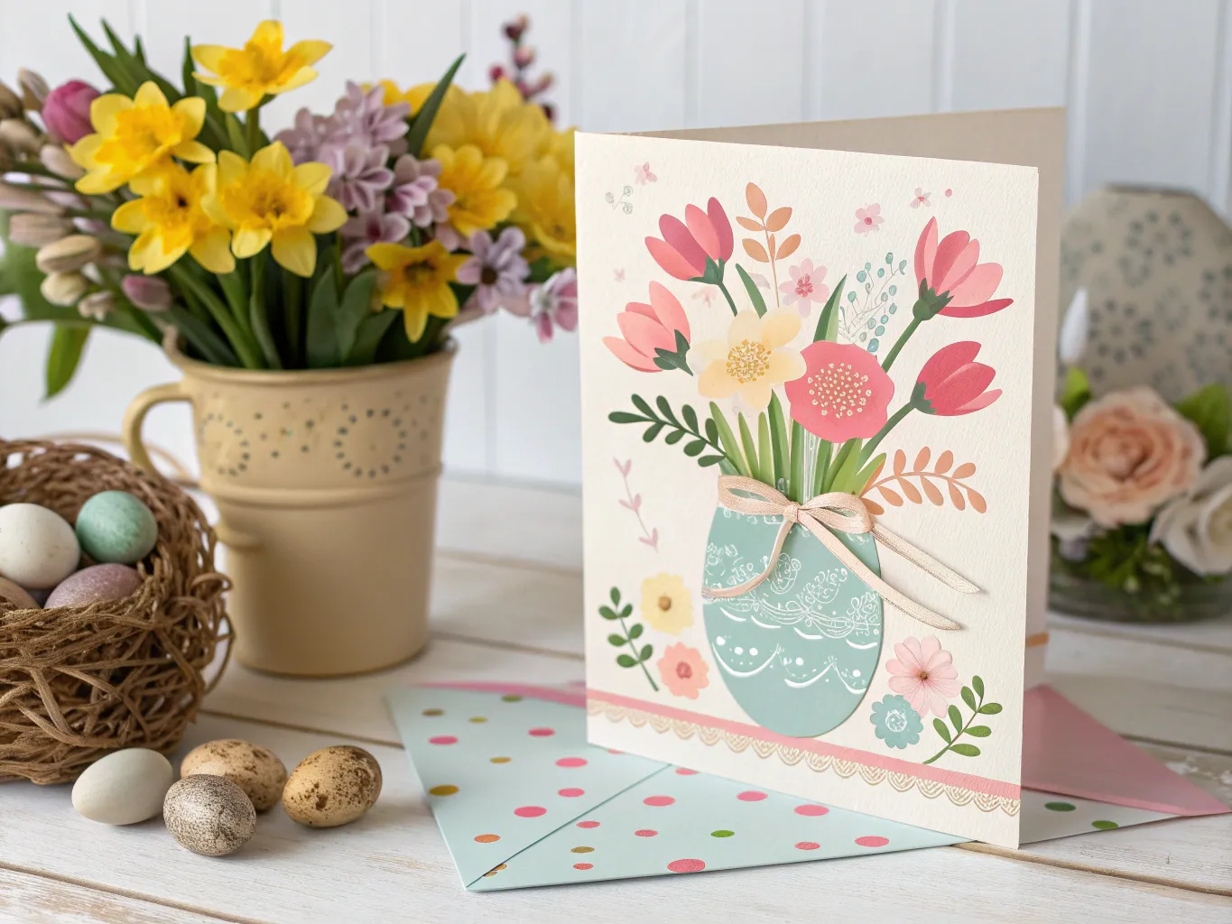 Påskkort med vårblommor