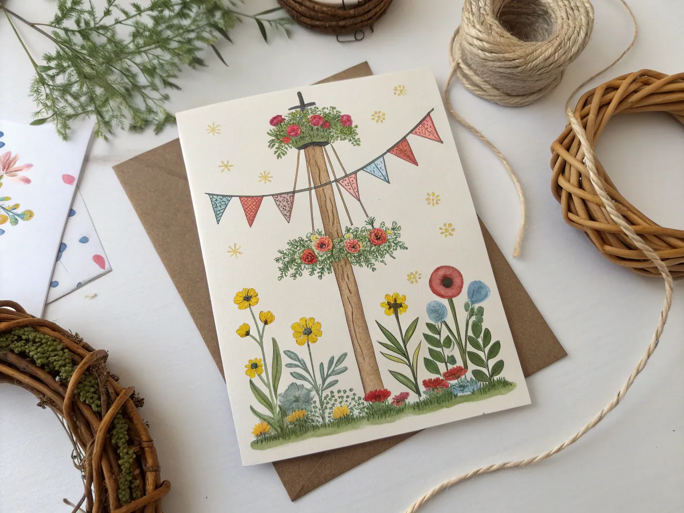 Midsommarkort med svenska traditioner